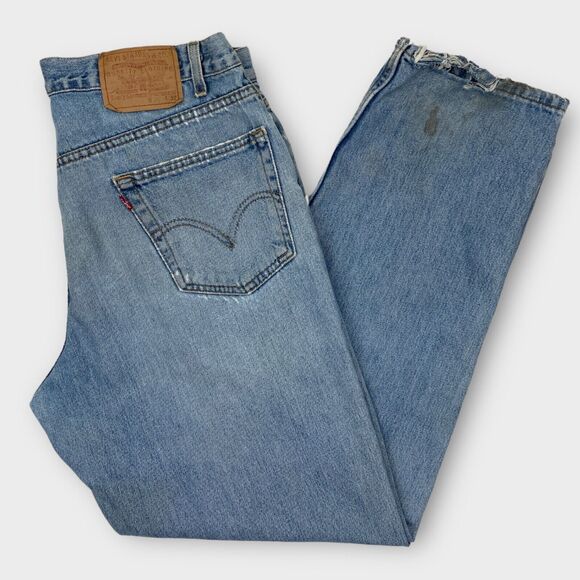 VINTAGE Levis Jeans Mens 36x32 Relaxed Straight Leg Distressed 90s Y2K Grunge - Picture 8 of 15